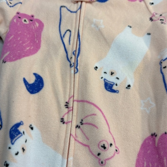 Carter's - 12M - Pink and White Fleece Onesie/Sleeper with Animal Print - Picture 2 of 4